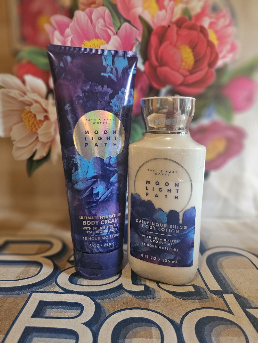 NWT Bath and Body Works Moonlight Path Body Cream and Body Lotion Duo -  Purple